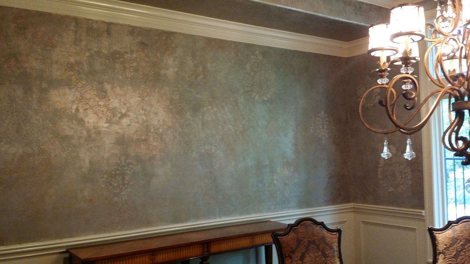 Soft layered lime wash finish on a residential wall