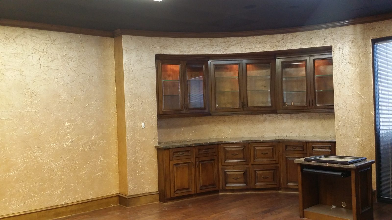 Completed decorative plaster finish in a residential room
