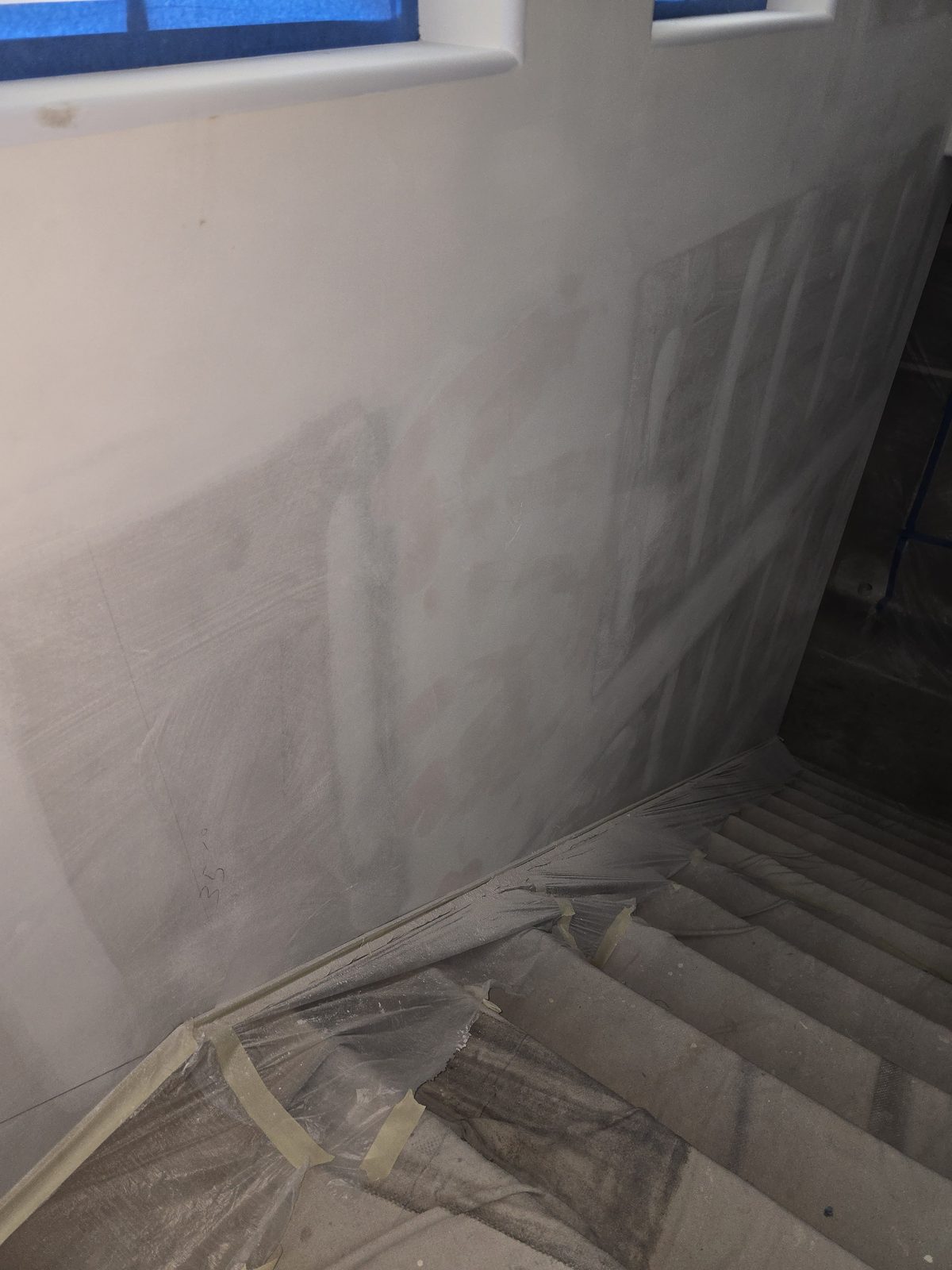 Wall repair feathered to match the surrounding texture
